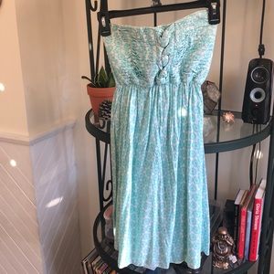 Never worn turquoise strapless mini dress